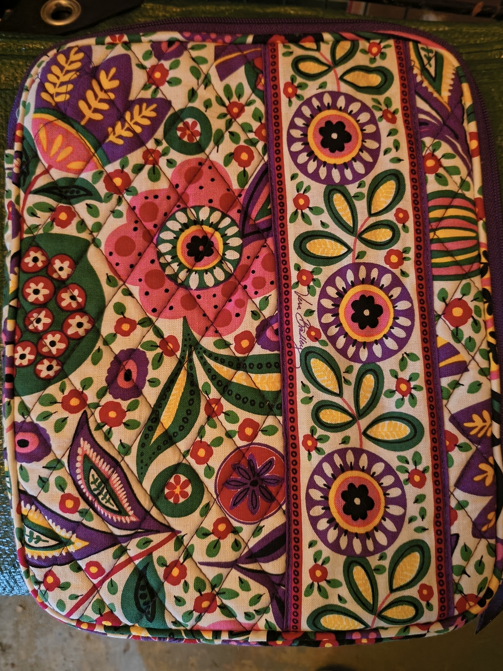 Vera Bradley Quilted Floral Pouch in Pink, Purple & Green